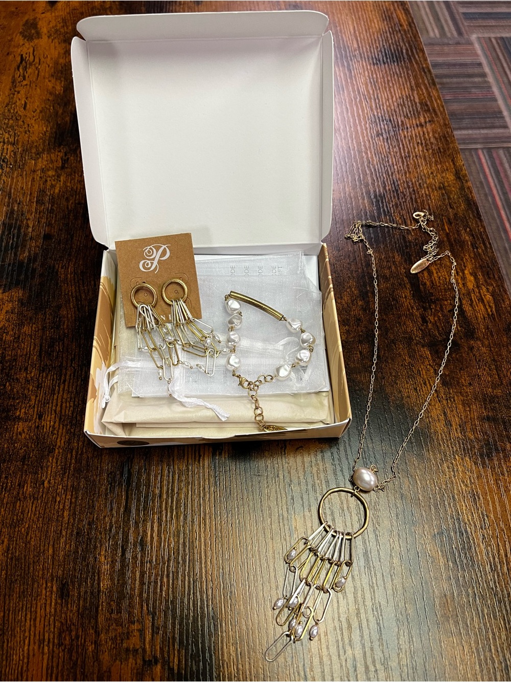 Plunder Gold-Tone Pearl Fringe Necklace